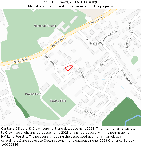 46, LITTLE OAKS, PENRYN, TR10 8QE: Location map and indicative extent of plot