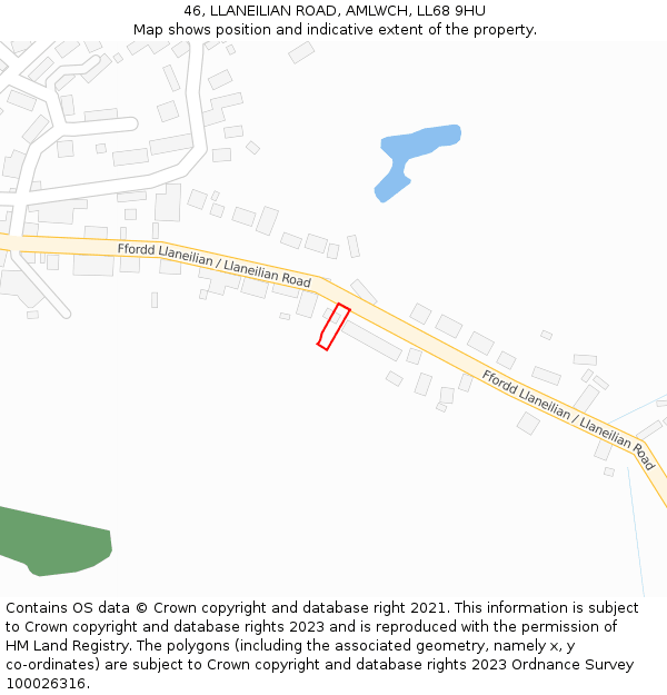 46, LLANEILIAN ROAD, AMLWCH, LL68 9HU: Location map and indicative extent of plot