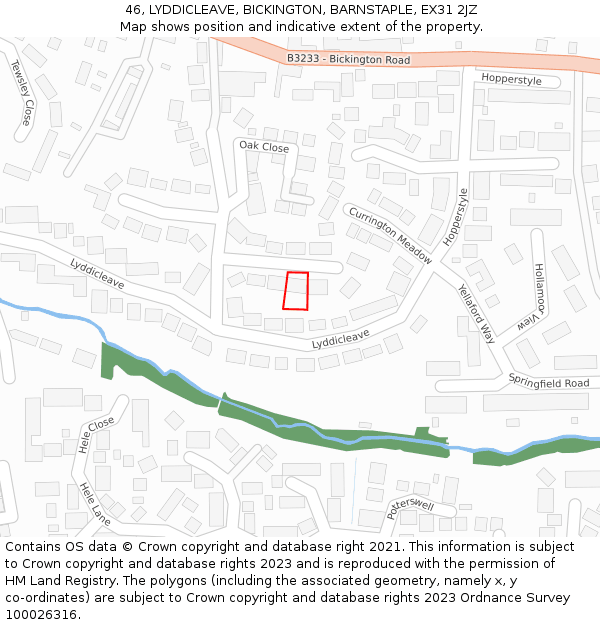 46, LYDDICLEAVE, BICKINGTON, BARNSTAPLE, EX31 2JZ: Location map and indicative extent of plot