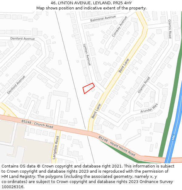 46, LYNTON AVENUE, LEYLAND, PR25 4HY: Location map and indicative extent of plot