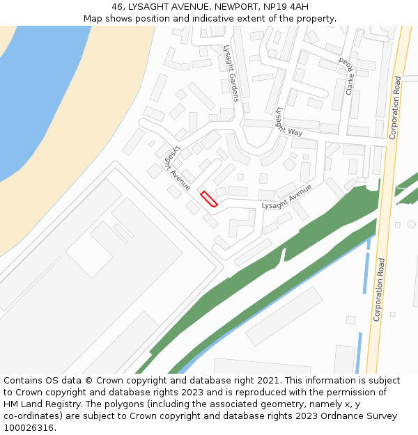 46, LYSAGHT AVENUE, NEWPORT, NP19 4AH: Location map and indicative extent of plot