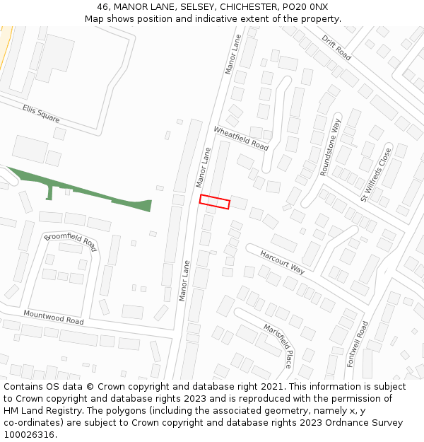 46, MANOR LANE, SELSEY, CHICHESTER, PO20 0NX: Location map and indicative extent of plot