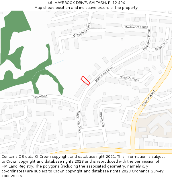 46, MAYBROOK DRIVE, SALTASH, PL12 4PX: Location map and indicative extent of plot