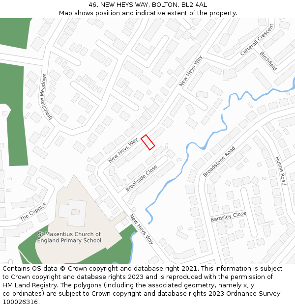 46, NEW HEYS WAY, BOLTON, BL2 4AL: Location map and indicative extent of plot