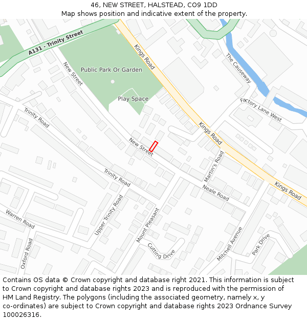 46, NEW STREET, HALSTEAD, CO9 1DD: Location map and indicative extent of plot