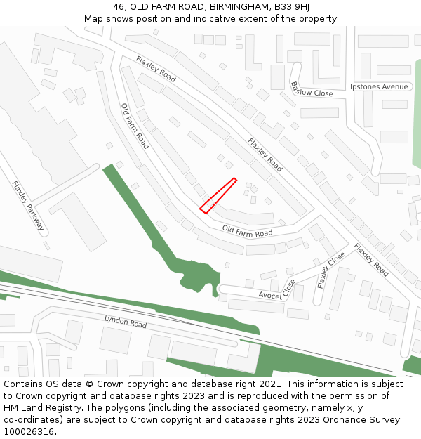 46, OLD FARM ROAD, BIRMINGHAM, B33 9HJ: Location map and indicative extent of plot