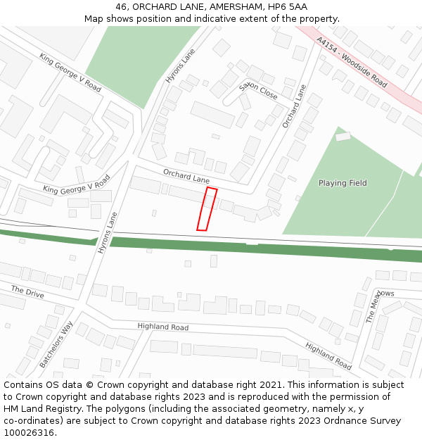 46, ORCHARD LANE, AMERSHAM, HP6 5AA: Location map and indicative extent of plot