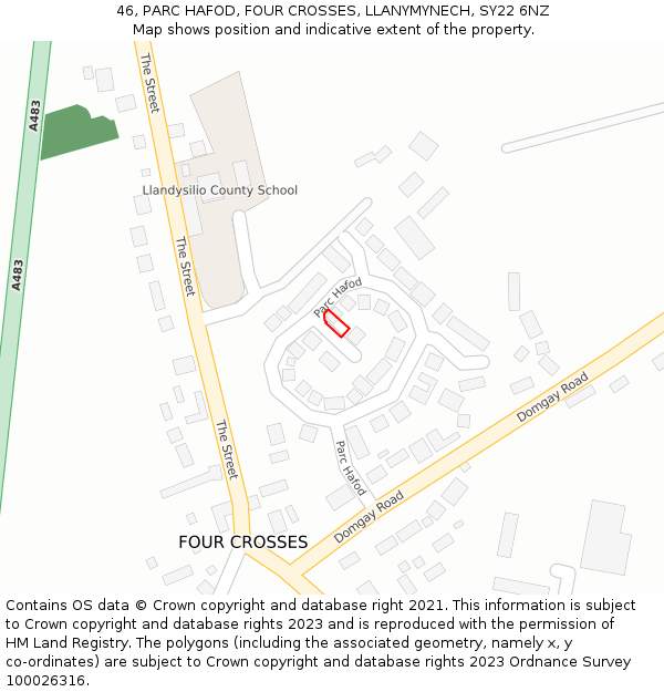 46, PARC HAFOD, FOUR CROSSES, LLANYMYNECH, SY22 6NZ: Location map and indicative extent of plot