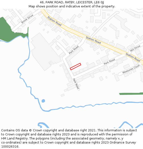 46, PARK ROAD, RATBY, LEICESTER, LE6 0JJ: Location map and indicative extent of plot