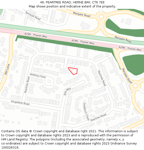 46, PEARTREE ROAD, HERNE BAY, CT6 7EE: Location map and indicative extent of plot