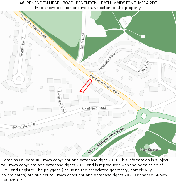 46, PENENDEN HEATH ROAD, PENENDEN HEATH, MAIDSTONE, ME14 2DE: Location map and indicative extent of plot