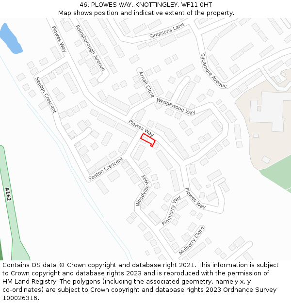 46, PLOWES WAY, KNOTTINGLEY, WF11 0HT: Location map and indicative extent of plot