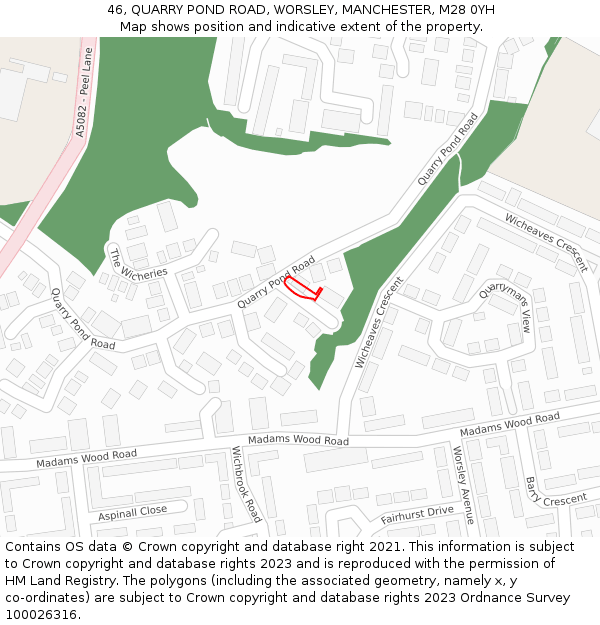 46, QUARRY POND ROAD, WORSLEY, MANCHESTER, M28 0YH: Location map and indicative extent of plot