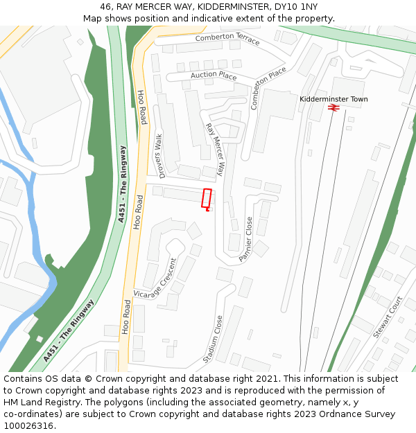 46, RAY MERCER WAY, KIDDERMINSTER, DY10 1NY: Location map and indicative extent of plot