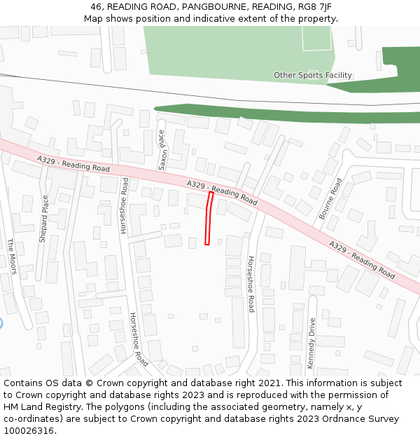 46, READING ROAD, PANGBOURNE, READING, RG8 7JF: Location map and indicative extent of plot