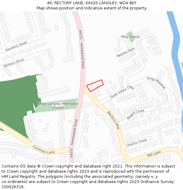 46, RECTORY LANE, KINGS LANGLEY, WD4 8EY: Location map and indicative extent of plot