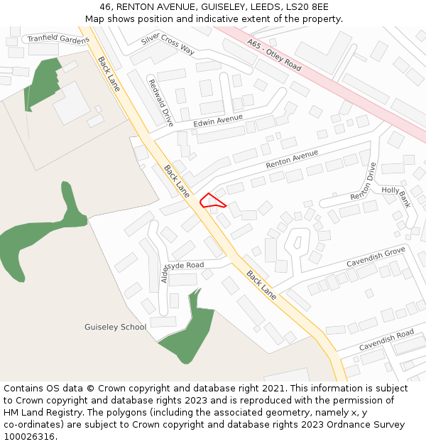 46, RENTON AVENUE, GUISELEY, LEEDS, LS20 8EE: Location map and indicative extent of plot