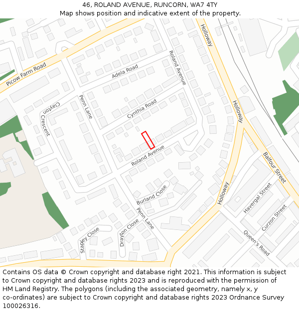 46, ROLAND AVENUE, RUNCORN, WA7 4TY: Location map and indicative extent of plot