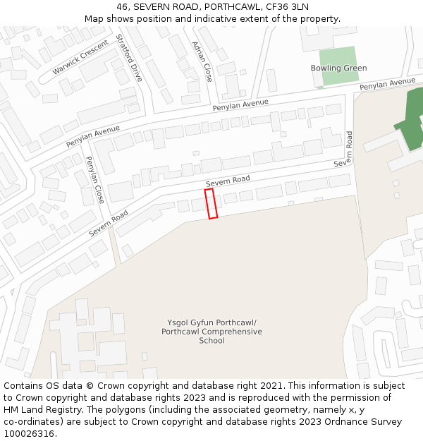 46, SEVERN ROAD, PORTHCAWL, CF36 3LN: Location map and indicative extent of plot