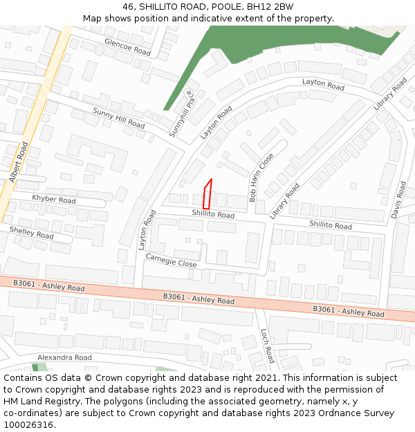 46, SHILLITO ROAD, POOLE, BH12 2BW: Location map and indicative extent of plot