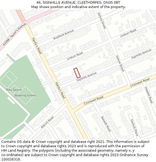 46, SIGNHILLS AVENUE, CLEETHORPES, DN35 0BT: Location map and indicative extent of plot