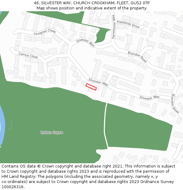 46, SILVESTER WAY, CHURCH CROOKHAM, FLEET, GU52 0TP: Location map and indicative extent of plot