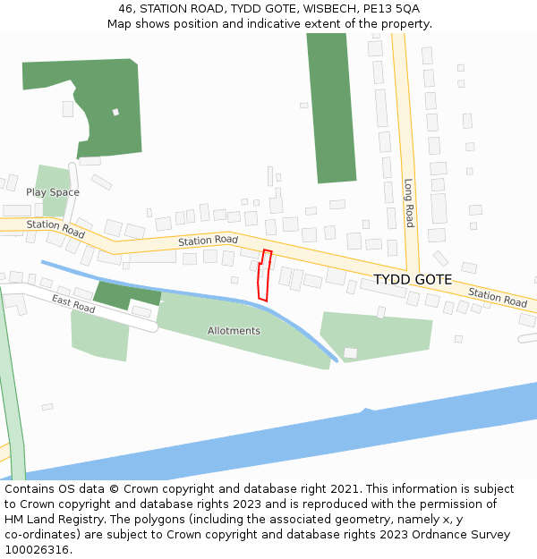 46, STATION ROAD, TYDD GOTE, WISBECH, PE13 5QA: Location map and indicative extent of plot