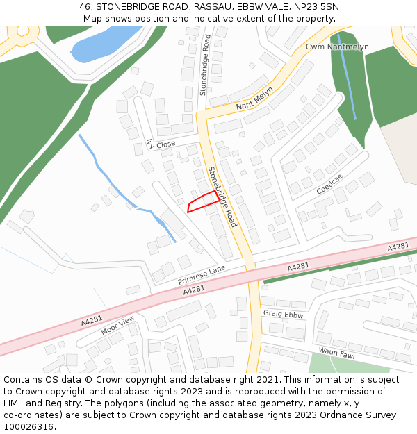 46, STONEBRIDGE ROAD, RASSAU, EBBW VALE, NP23 5SN: Location map and indicative extent of plot