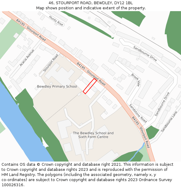 46, STOURPORT ROAD, BEWDLEY, DY12 1BL: Location map and indicative extent of plot