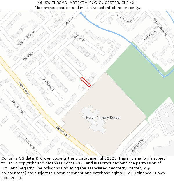 46, SWIFT ROAD, ABBEYDALE, GLOUCESTER, GL4 4XH: Location map and indicative extent of plot