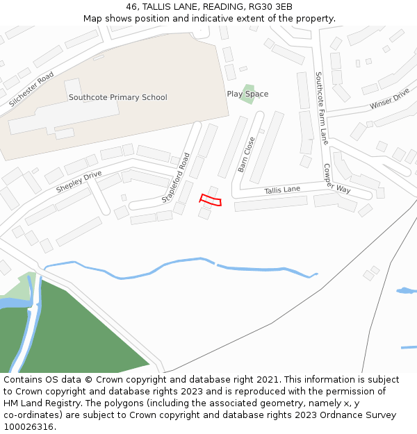 46, TALLIS LANE, READING, RG30 3EB: Location map and indicative extent of plot