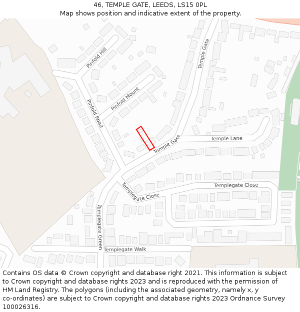 46, TEMPLE GATE, LEEDS, LS15 0PL: Location map and indicative extent of plot