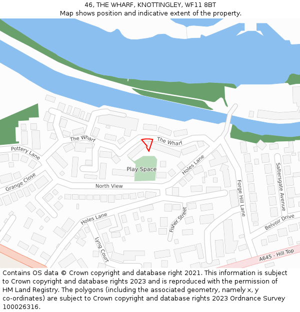 46, THE WHARF, KNOTTINGLEY, WF11 8BT: Location map and indicative extent of plot