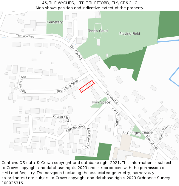 46, THE WYCHES, LITTLE THETFORD, ELY, CB6 3HG: Location map and indicative extent of plot