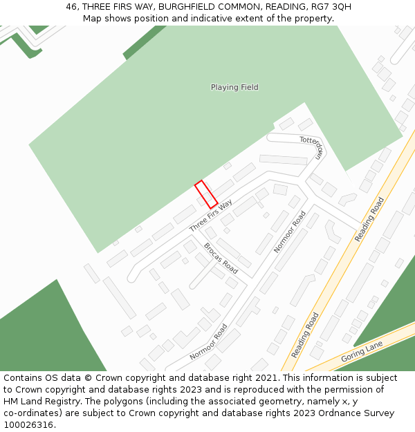 46, THREE FIRS WAY, BURGHFIELD COMMON, READING, RG7 3QH: Location map and indicative extent of plot
