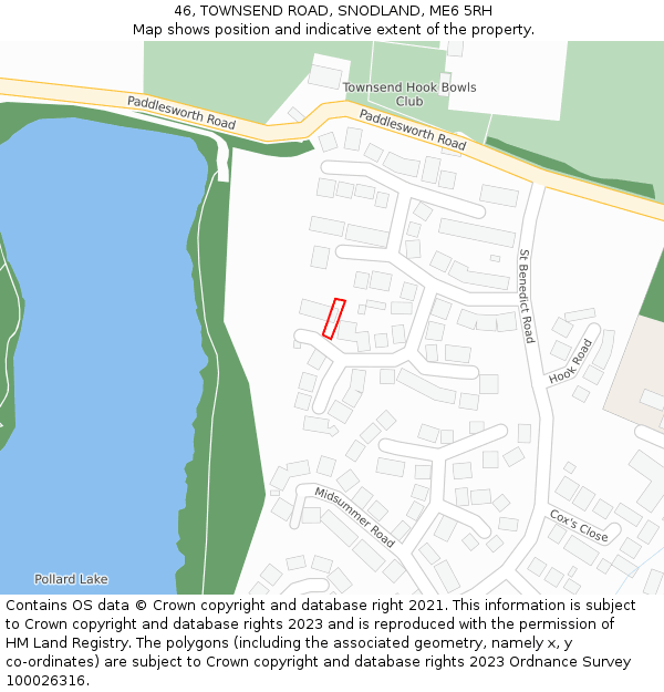 46, TOWNSEND ROAD, SNODLAND, ME6 5RH: Location map and indicative extent of plot