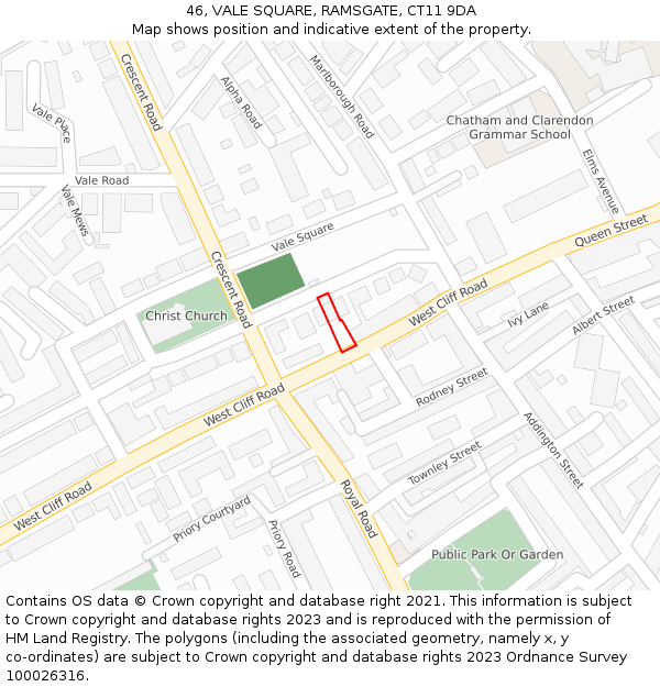 46, VALE SQUARE, RAMSGATE, CT11 9DA: Location map and indicative extent of plot