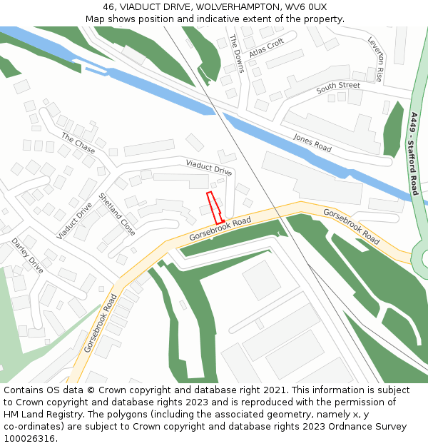 46, VIADUCT DRIVE, WOLVERHAMPTON, WV6 0UX: Location map and indicative extent of plot