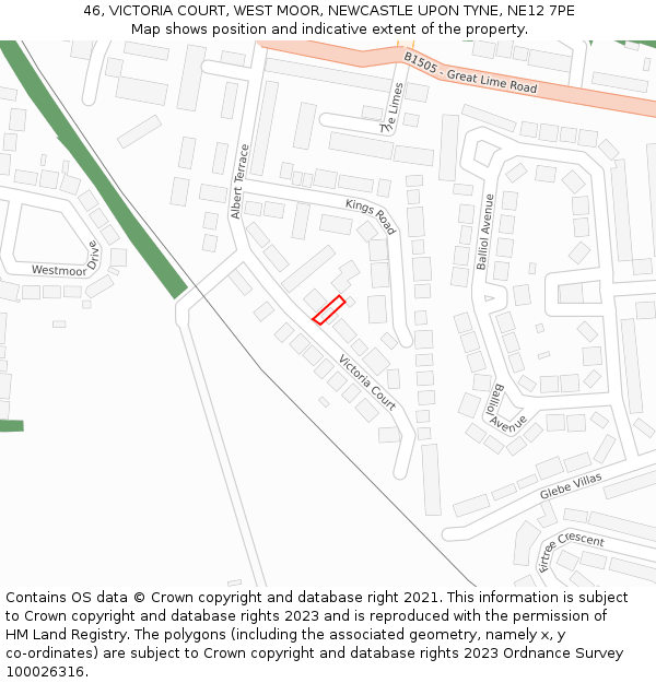 46, VICTORIA COURT, WEST MOOR, NEWCASTLE UPON TYNE, NE12 7PE: Location map and indicative extent of plot