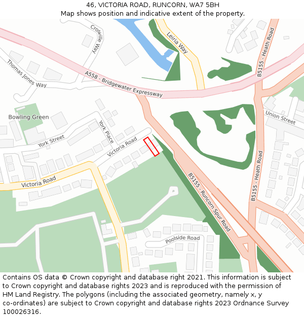 46, VICTORIA ROAD, RUNCORN, WA7 5BH: Location map and indicative extent of plot