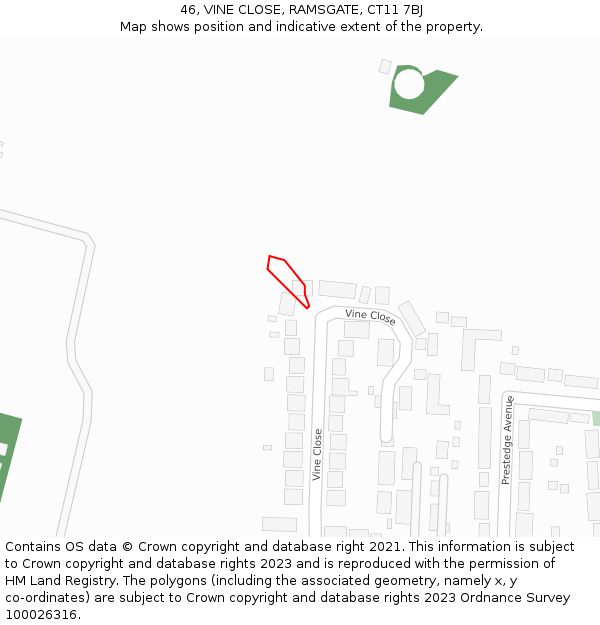 46, VINE CLOSE, RAMSGATE, CT11 7BJ: Location map and indicative extent of plot