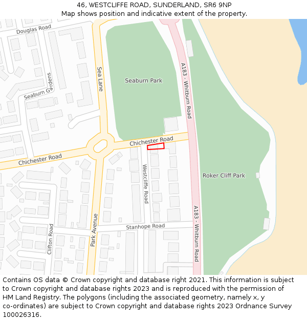 46, WESTCLIFFE ROAD, SUNDERLAND, SR6 9NP: Location map and indicative extent of plot