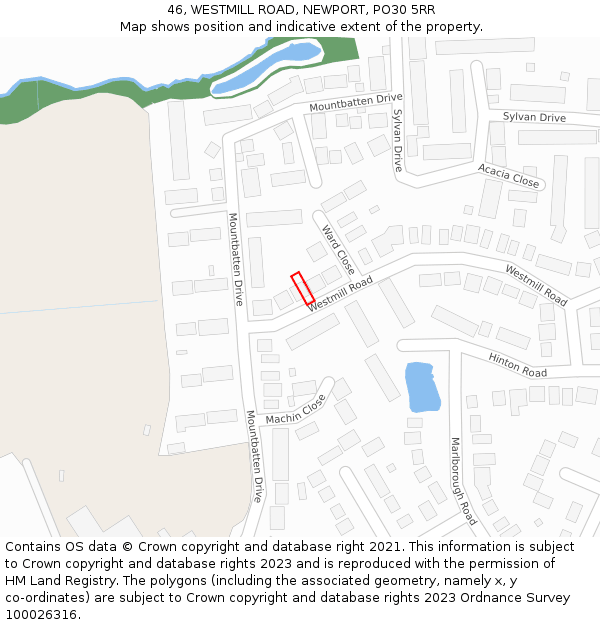 46, WESTMILL ROAD, NEWPORT, PO30 5RR: Location map and indicative extent of plot