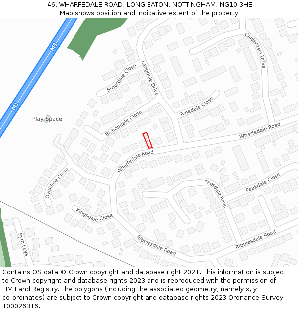 46, WHARFEDALE ROAD, LONG EATON, NOTTINGHAM, NG10 3HE: Location map and indicative extent of plot