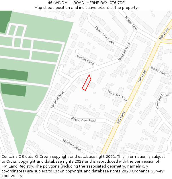 46, WINDMILL ROAD, HERNE BAY, CT6 7DF: Location map and indicative extent of plot