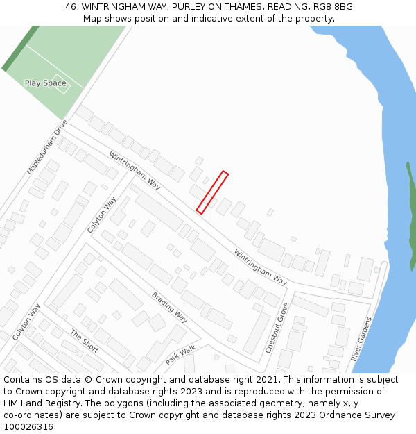 46, WINTRINGHAM WAY, PURLEY ON THAMES, READING, RG8 8BG: Location map and indicative extent of plot