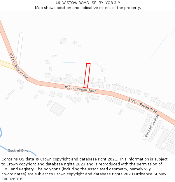 46, WISTOW ROAD, SELBY, YO8 3LY: Location map and indicative extent of plot