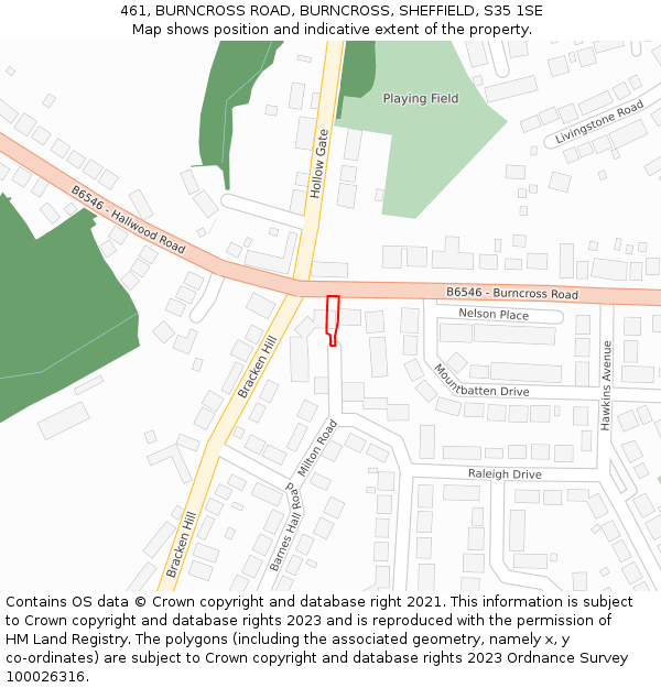 461, BURNCROSS ROAD, BURNCROSS, SHEFFIELD, S35 1SE: Location map and indicative extent of plot