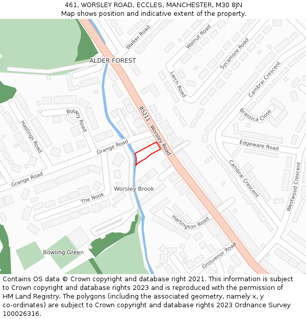 461, WORSLEY ROAD, ECCLES, MANCHESTER, M30 8JN: Location map and indicative extent of plot