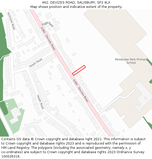 462, DEVIZES ROAD, SALISBURY, SP2 9LX: Location map and indicative extent of plot